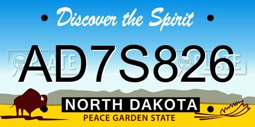 AD7S826 North Dakota License Plate