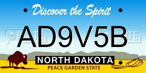 AD9V5B North Dakota License Plate