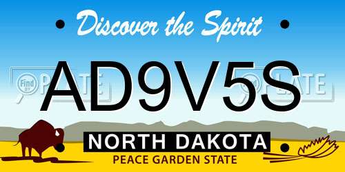 AD9V5S North Dakota License Plate