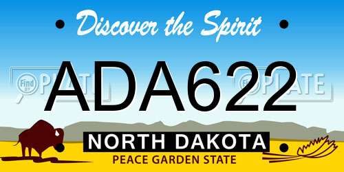 ADA622 North Dakota License Plate