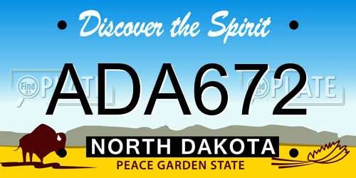 ADA672 North Dakota License Plate
