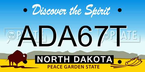 ADA67T North Dakota License Plate