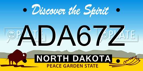 ADA67Z North Dakota License Plate