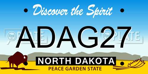 ADAG27 North Dakota License Plate
