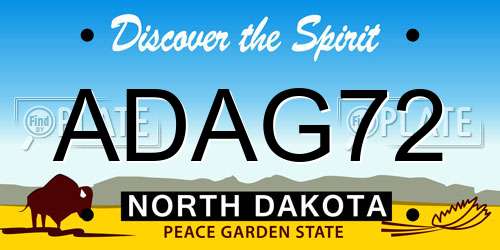 ADAG72 North Dakota License Plate