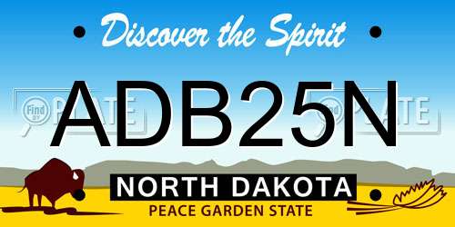 ADB25N North Dakota License Plate