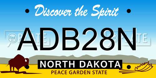 ADB28N North Dakota License Plate