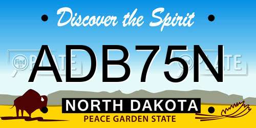 ADB75N North Dakota License Plate