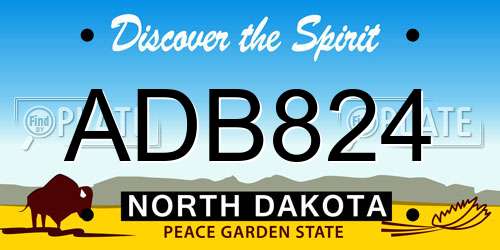 ADB824 North Dakota License Plate