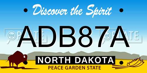 ADB87A North Dakota License Plate