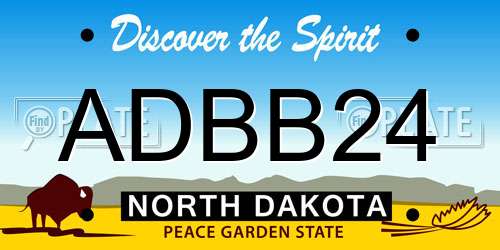 ADBB24 North Dakota License Plate