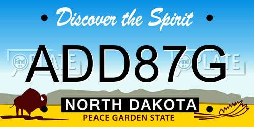 ADD87G North Dakota License Plate