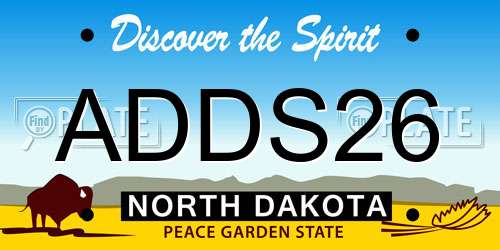 ADDS26 North Dakota License Plate