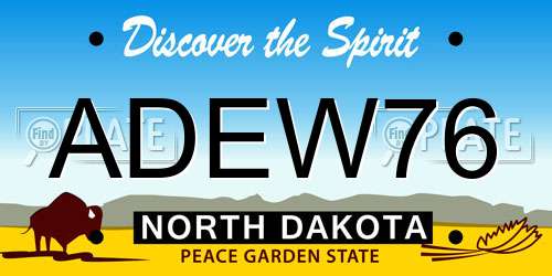 ADEW76 North Dakota License Plate
