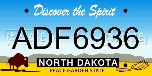 ADF6936 North Dakota License Plate