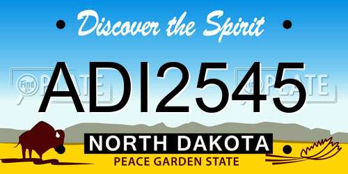 ADI2545 North Dakota License Plate