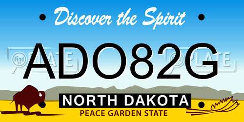 ADO82G North Dakota License Plate