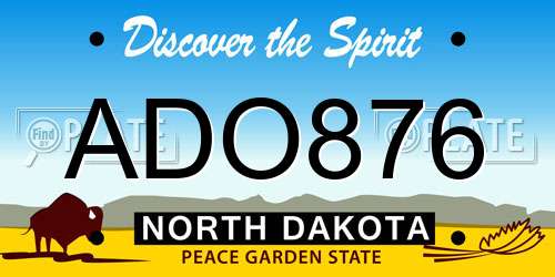 ADO876 North Dakota License Plate