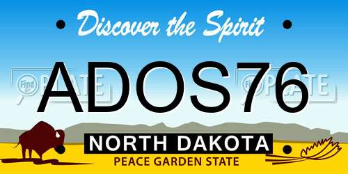 ADOS76 North Dakota License Plate