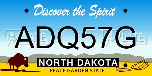 ADQ57G North Dakota License Plate