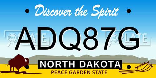 ADQ87G North Dakota License Plate