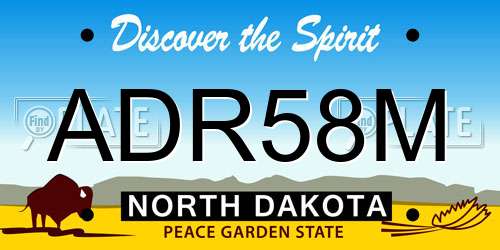 ADR58M North Dakota License Plate