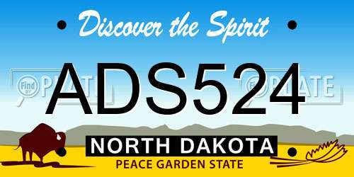 ADS524 North Dakota License Plate