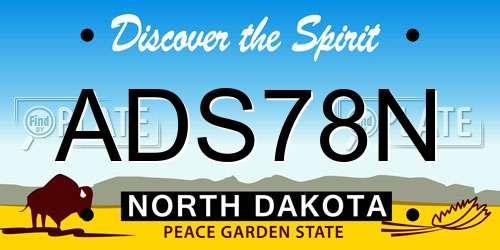 ADS78N North Dakota License Plate
