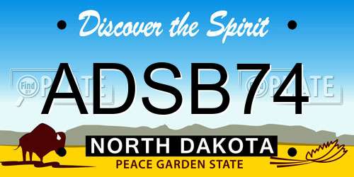 ADSB74 North Dakota License Plate