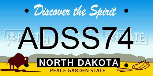 ADSS74 North Dakota License Plate