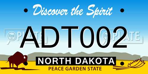 ADT002 North Dakota License Plate