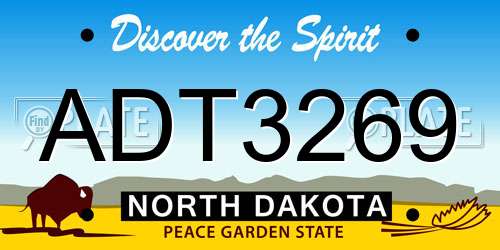 ADT3269 North Dakota License Plate