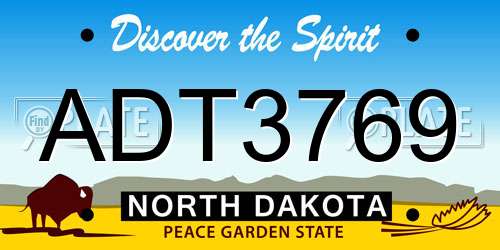 ADT3769 North Dakota License Plate