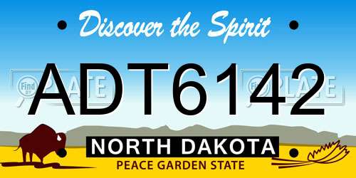 ADT6142 North Dakota License Plate