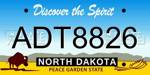 ADT8826 North Dakota License Plate