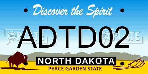 ADTD02 North Dakota License Plate
