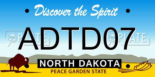 ADTD07 North Dakota License Plate