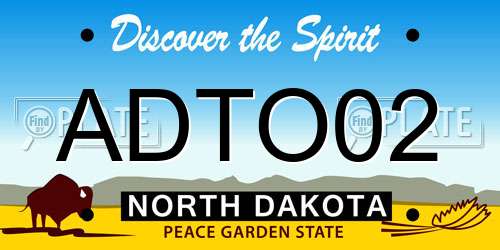 ADTO02 North Dakota License Plate