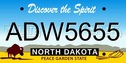 ADW5655 North Dakota License Plate