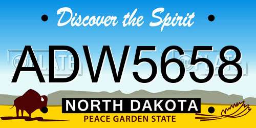 ADW5658 North Dakota License Plate
