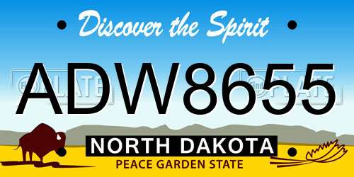 ADW8655 North Dakota License Plate