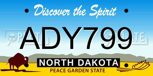 ADY799 North Dakota License Plate