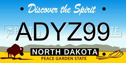 ADYZ99 North Dakota License Plate