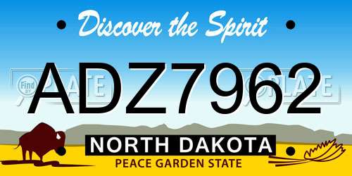 ADZ7962 North Dakota License Plate