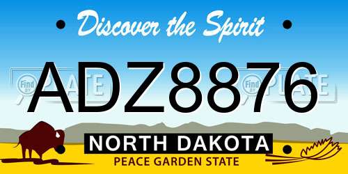 ADZ8876 North Dakota License Plate