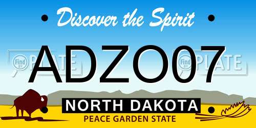 ADZO07 North Dakota License Plate