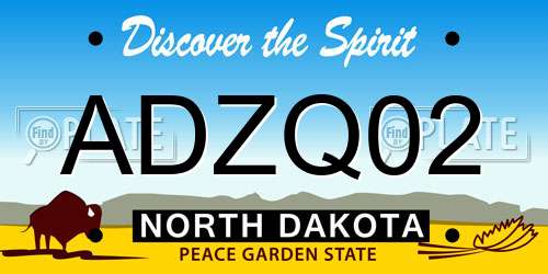 ADZQ02 North Dakota License Plate