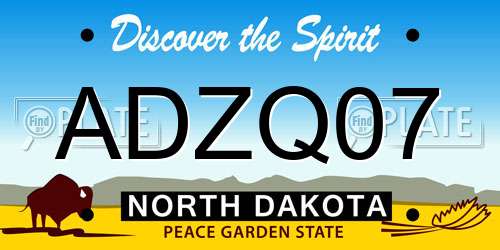 ADZQ07 North Dakota License Plate