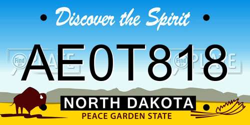 AE0T818 North Dakota License Plate