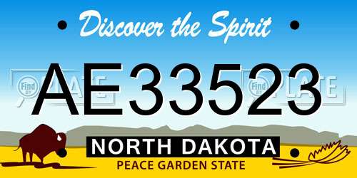 AE33523 North Dakota License Plate